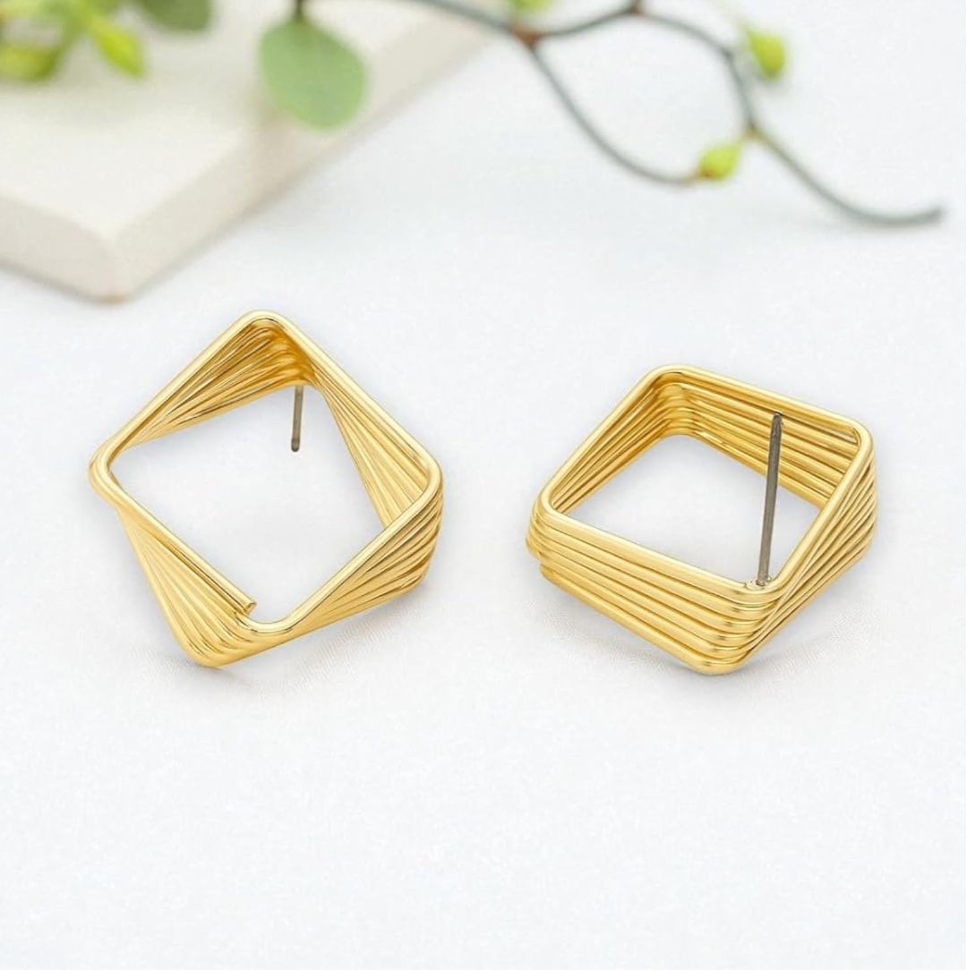 Geometric Square Studs