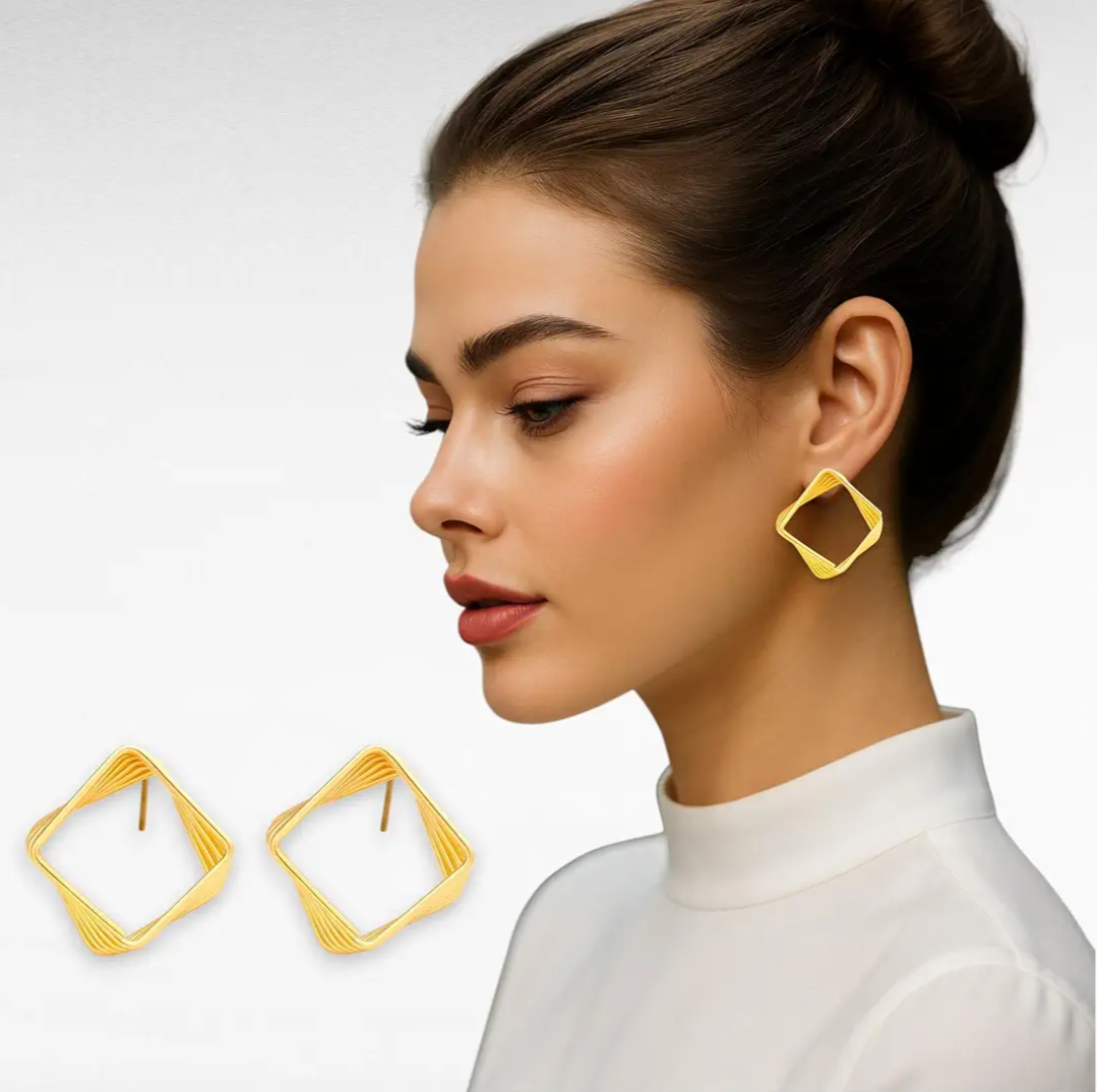 Geometric Square Studs