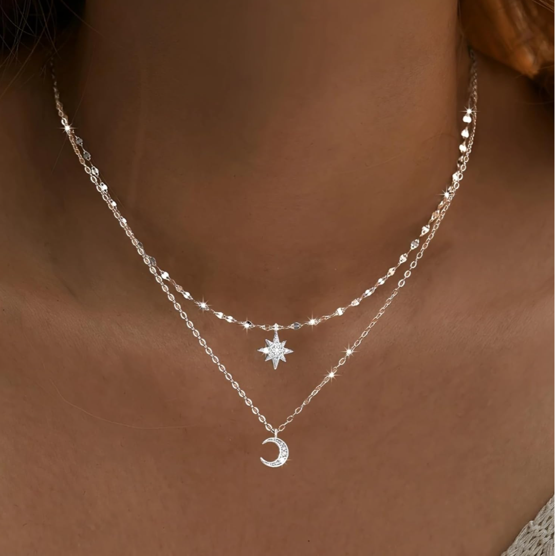 Crescent & Star Layered Necklace