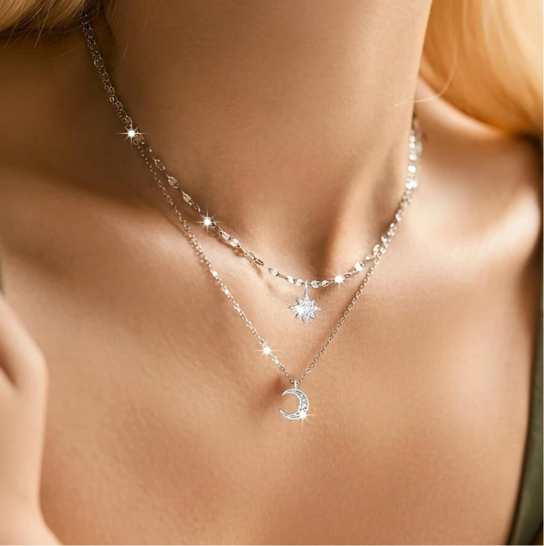 Crescent & Star Layered Necklace