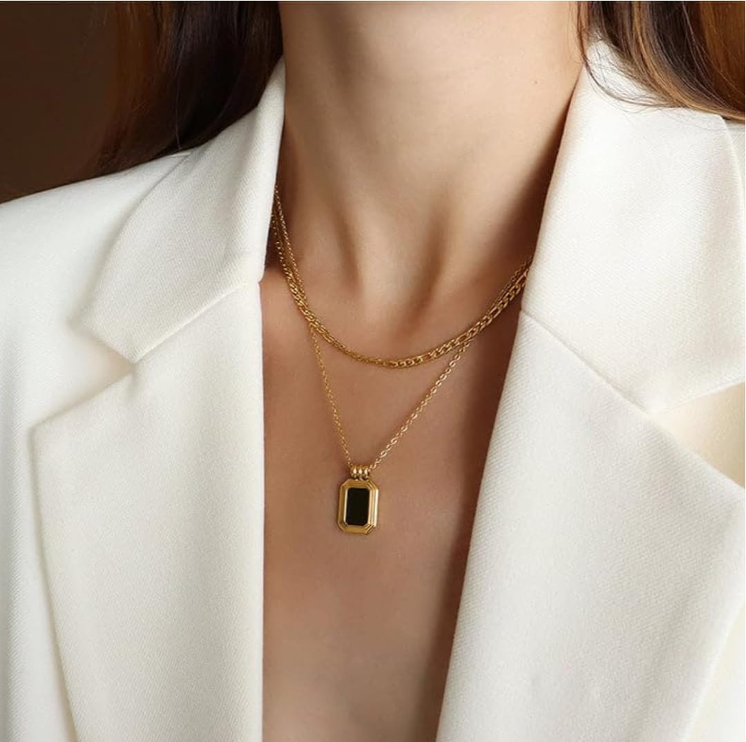 Cuban Square Layered Necklace - Peppy Chic