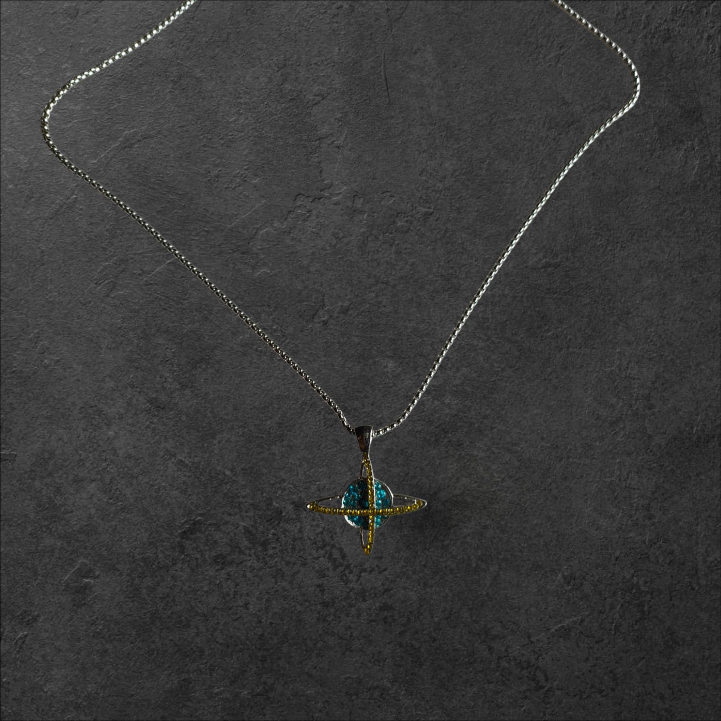 Iced Saturn Necklace (24 inch) - Peppy Chic