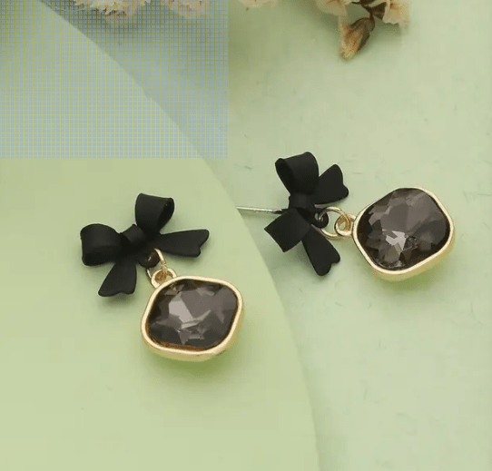 Noir Bow Earrings - Peppy Chic