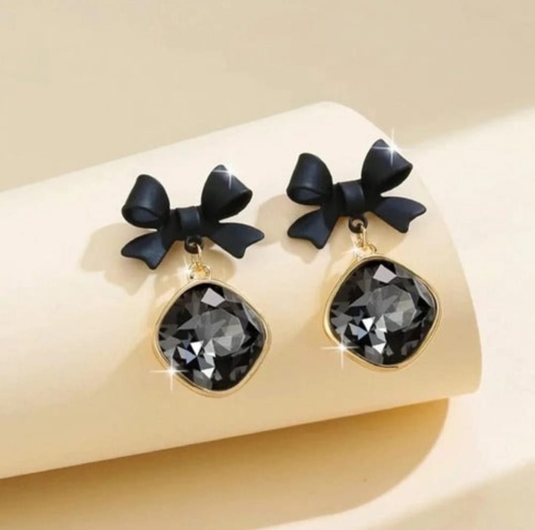 Noir Bow Earrings - Peppy Chic
