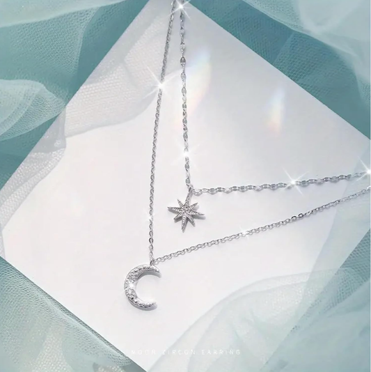 Crescent & Star Layered Necklace