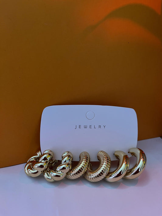 Chunky Gold Set (3 pairs) - Peppy Chic