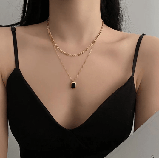 Gold & Black Layered Necklace - Peppy Chic